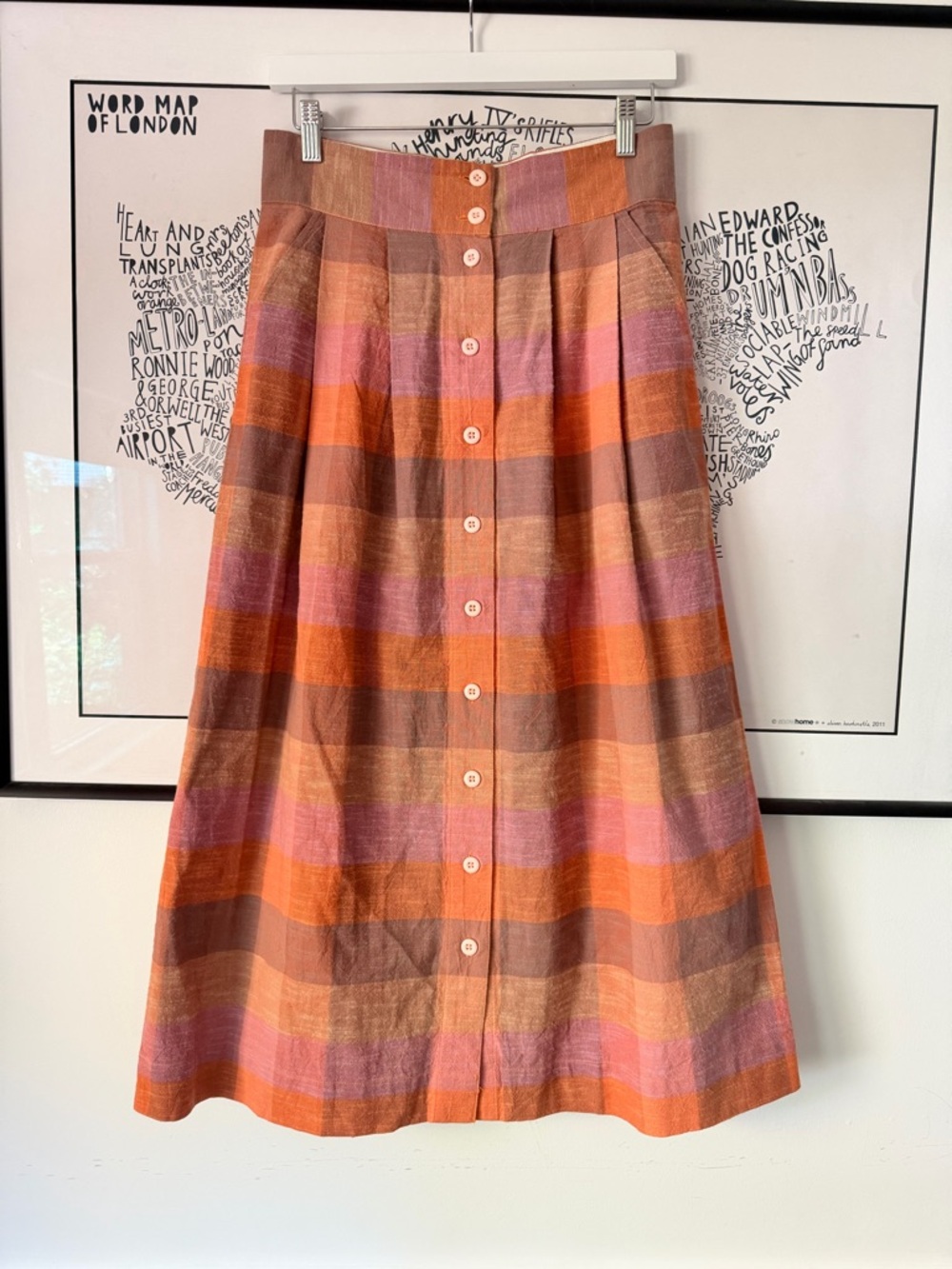 ACE & JIG Checked Button Front Skirt Size Small S